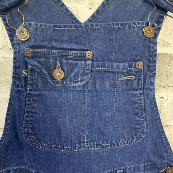 Vintage 90s Y2K Silver Jeans Denim Bib Overalls - Picture 3 of 16